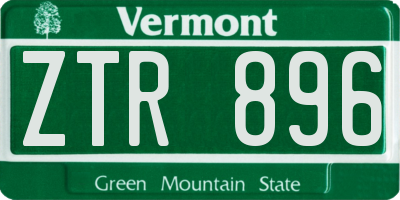 VT license plate ZTR896