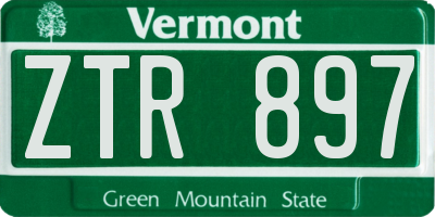 VT license plate ZTR897