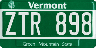 VT license plate ZTR898