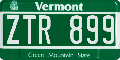 VT license plate ZTR899