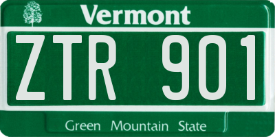 VT license plate ZTR901