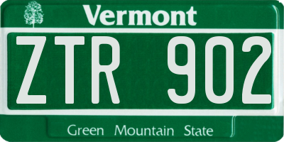 VT license plate ZTR902