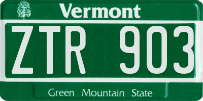 VT license plate ZTR903