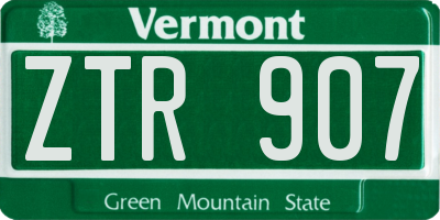 VT license plate ZTR907