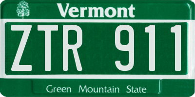VT license plate ZTR911