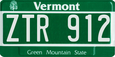 VT license plate ZTR912
