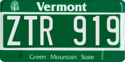 VT license plate ZTR919