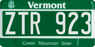 VT license plate ZTR923