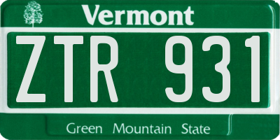VT license plate ZTR931