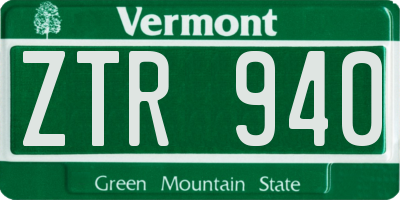 VT license plate ZTR940