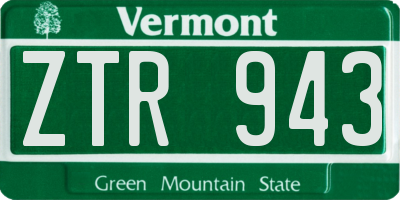 VT license plate ZTR943