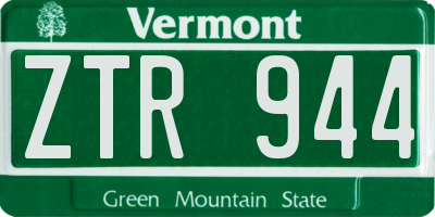 VT license plate ZTR944