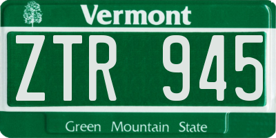 VT license plate ZTR945