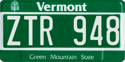 VT license plate ZTR948