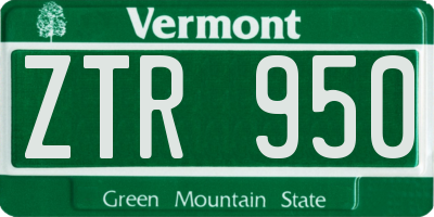 VT license plate ZTR950