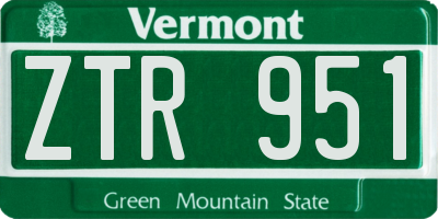VT license plate ZTR951