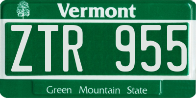 VT license plate ZTR955