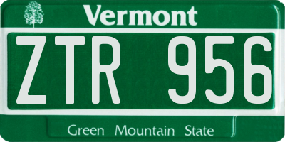 VT license plate ZTR956