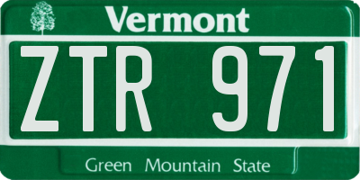 VT license plate ZTR971