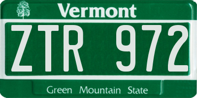 VT license plate ZTR972