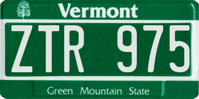 VT license plate ZTR975