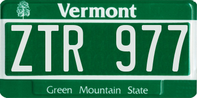 VT license plate ZTR977