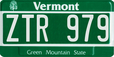 VT license plate ZTR979