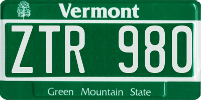 VT license plate ZTR980