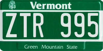 VT license plate ZTR995