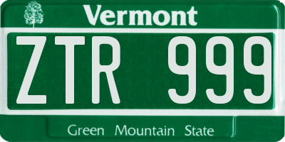 VT license plate ZTR999