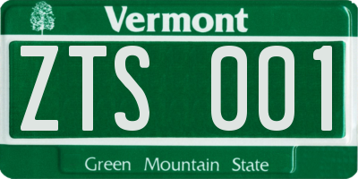 VT license plate ZTS001