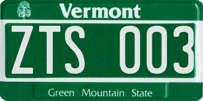 VT license plate ZTS003