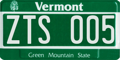 VT license plate ZTS005