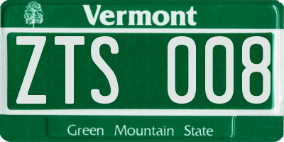VT license plate ZTS008
