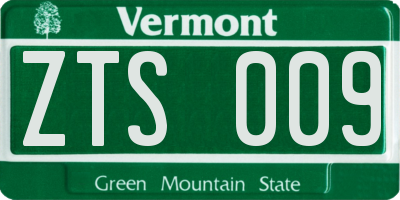 VT license plate ZTS009