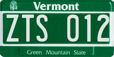 VT license plate ZTS012