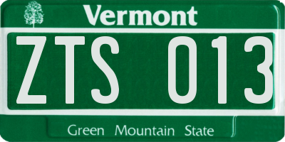 VT license plate ZTS013