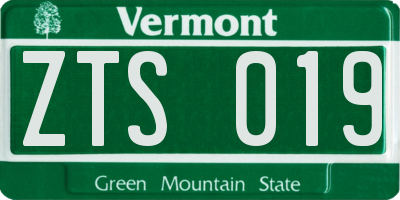 VT license plate ZTS019