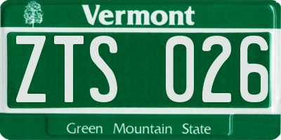 VT license plate ZTS026