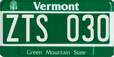 VT license plate ZTS030