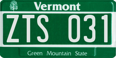 VT license plate ZTS031