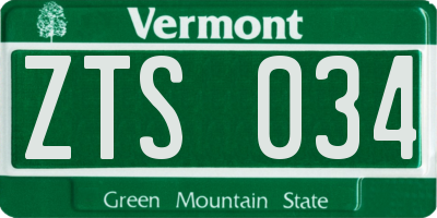 VT license plate ZTS034