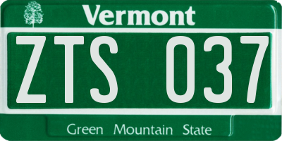 VT license plate ZTS037