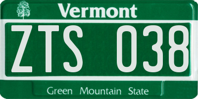 VT license plate ZTS038