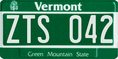 VT license plate ZTS042