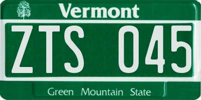 VT license plate ZTS045