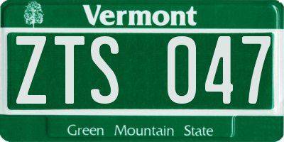 VT license plate ZTS047