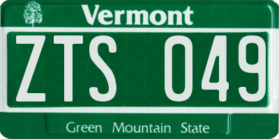 VT license plate ZTS049