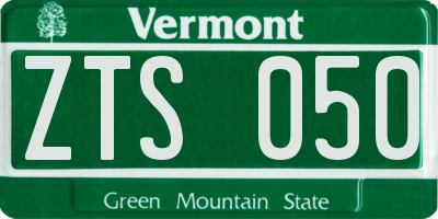 VT license plate ZTS050