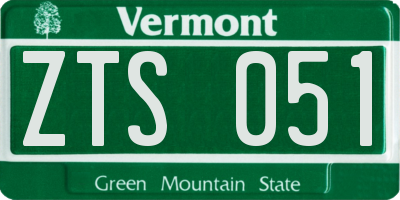 VT license plate ZTS051